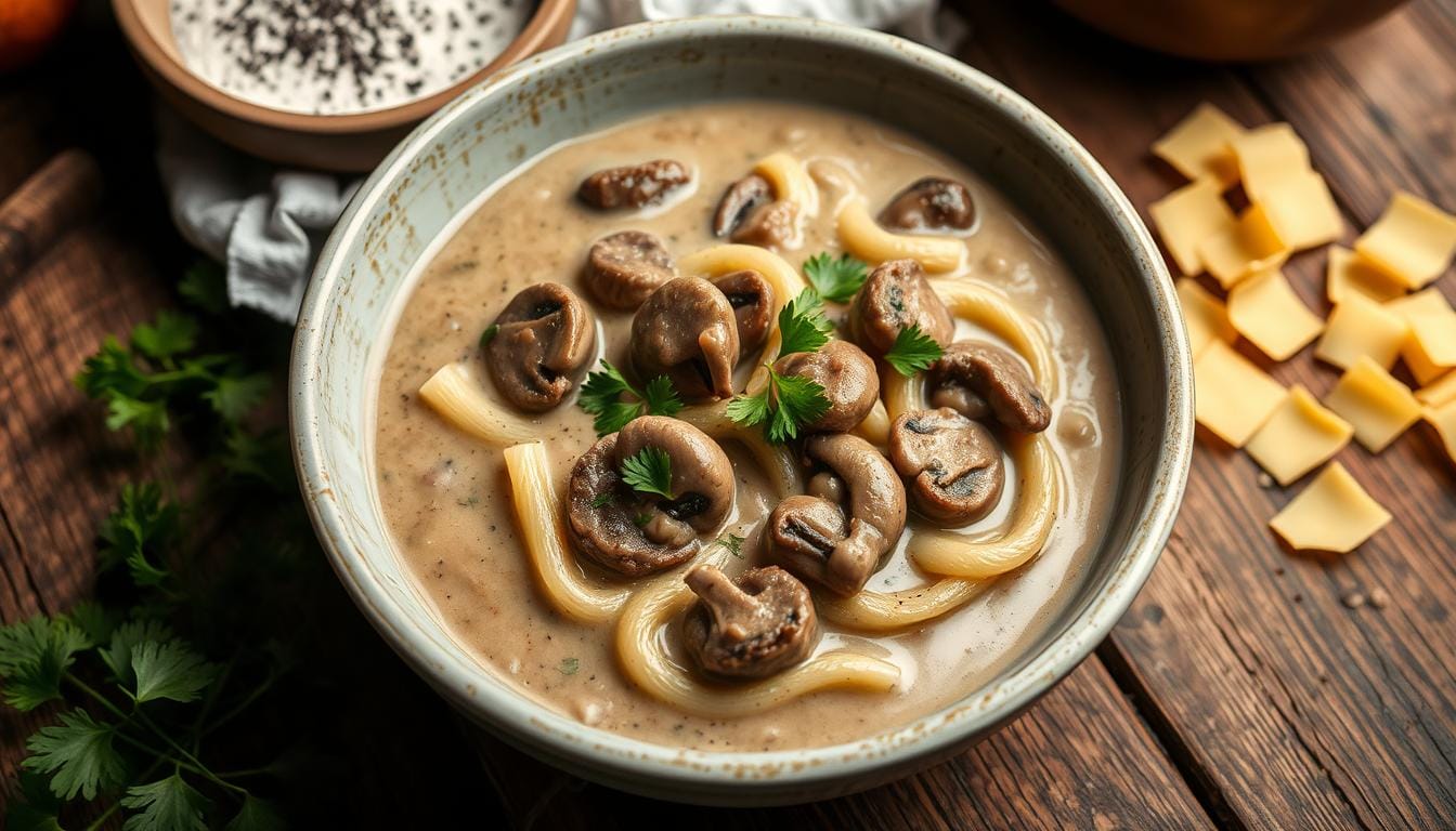 vegan beef stroganoff​