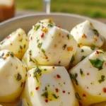 Marinated mozzarella with olive oil, herbs, and garlic