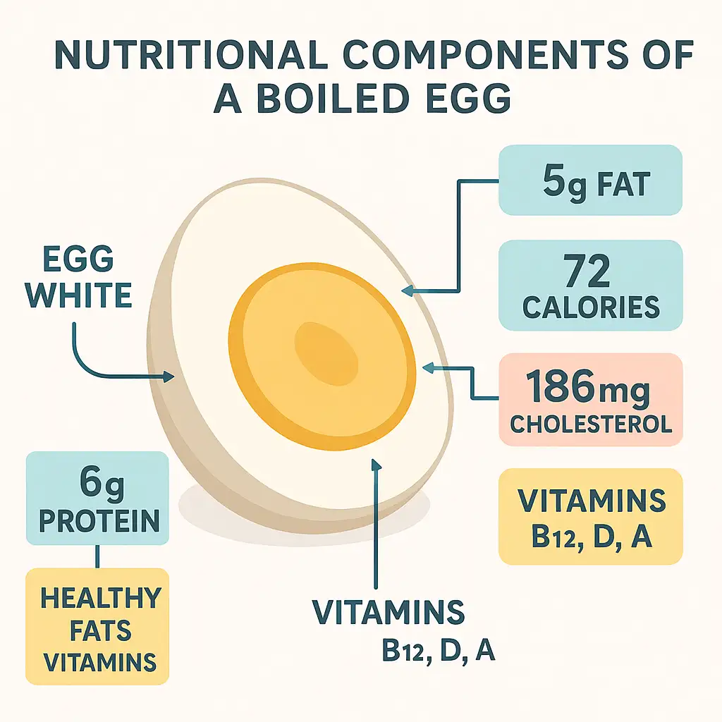 Nutritional Components of a Boiled Egg for Pregnant Women Infographic showing nutritional benefits of a boiled egg, highlighting why pregnant women crave jammy eggs