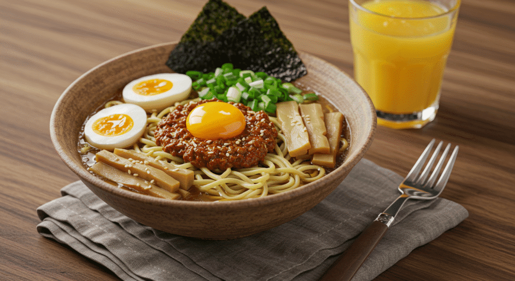 jammy eggs for ramen in a ceramic bowl
