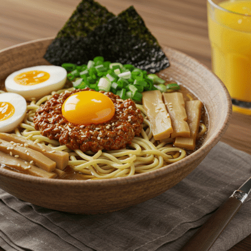 jammy eggs for ramen in a ceramic bowl