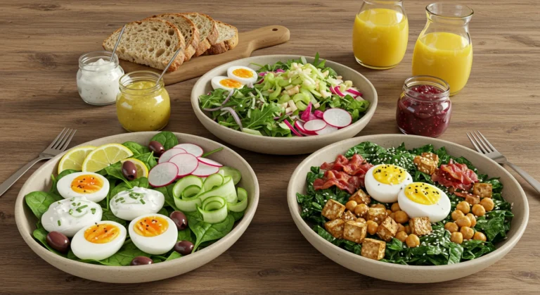 Jammy Egg Salad in three styles served with creamy yolks, greens, and toppings