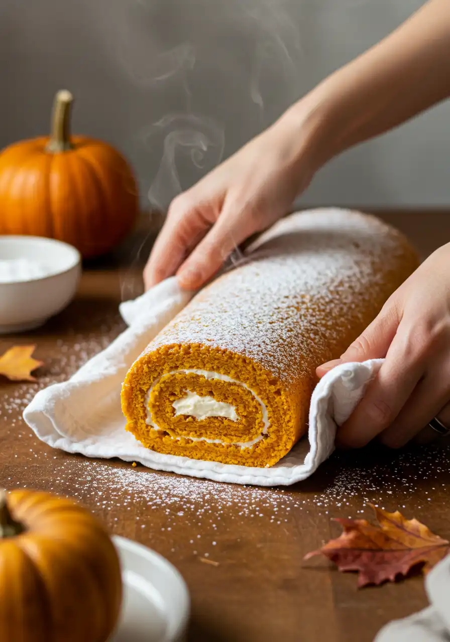 how to roll a pumpkin roll