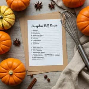 printable pumpkin roll recipe card