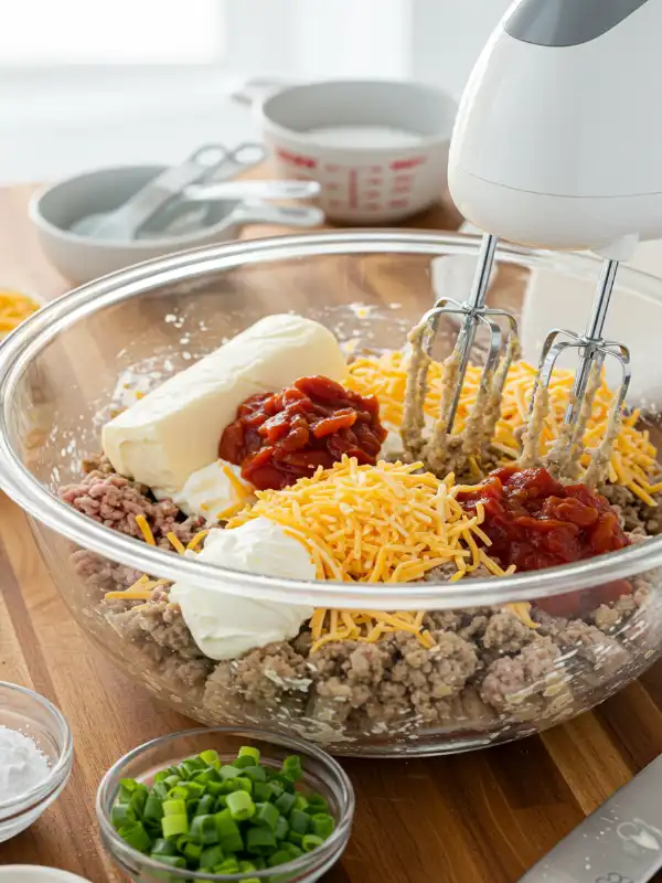 Mixing sausage ball ingredients