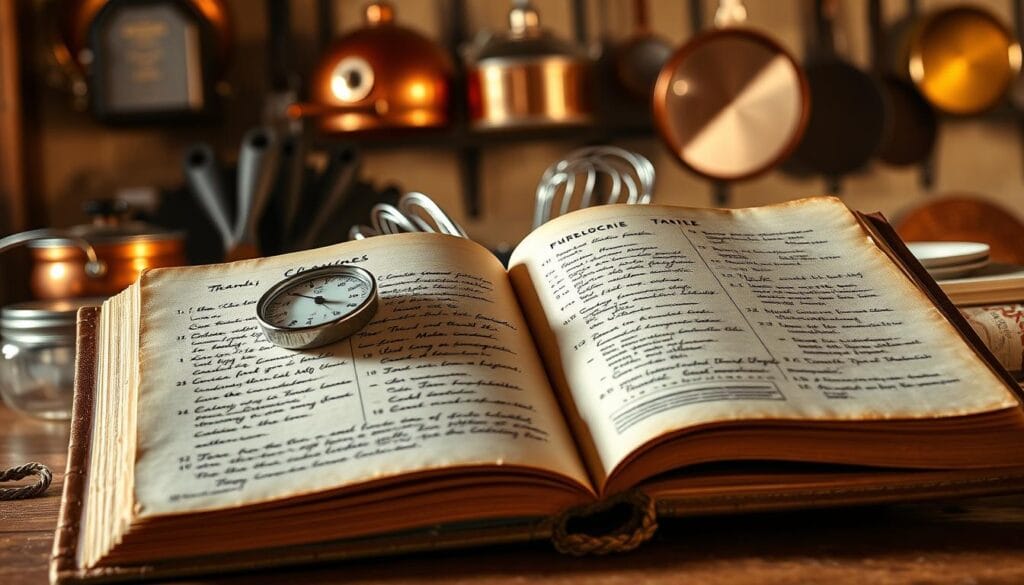 A detailed, step-by-step troubleshooting guide for making creamy, delectable fudge. In the foreground, a weathered, leather-bound book lies open, showcasing handwritten notes and diagrams. The middle ground features various fudge-making tools - a candy thermometer, a whisk, and a spatula. In the background, a warm, cozy kitchen setting with copper pots and pans hanging from the walls, casting a soft, golden glow. The overall mood is one of problem-solving and culinary expertise, guiding the viewer through the common challenges of fudge-making with clarity and precision. A detailed, step-by-step troubleshooting guide for making creamy, delectable fudge. In the foreground, a weathered, leather-bound book lies open, showcasing handwritten notes and diagrams. The middle ground features various fudge-making tools - a candy thermometer, a whisk, and a spatula. In the background, a warm, cozy kitchen setting with copper pots and pans hanging from the walls, casting a soft, golden glow. The overall mood is one of problem-solving and culinary expertise, guiding the viewer through the common challenges of fudge-making with clarity and precision.
