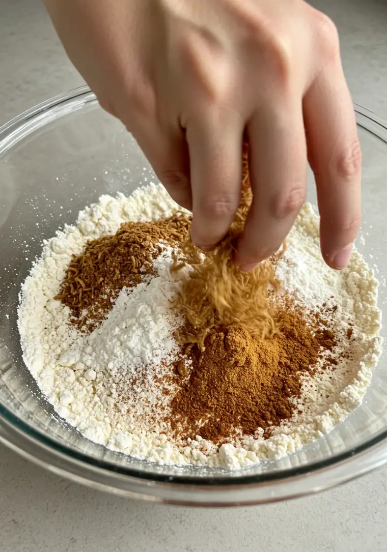 mixing cockroach flour and dry ingredients in bowl