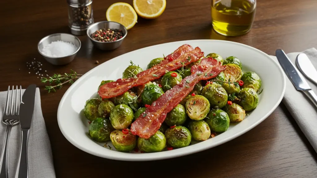 roasted brussels sprouts with bacon featured image