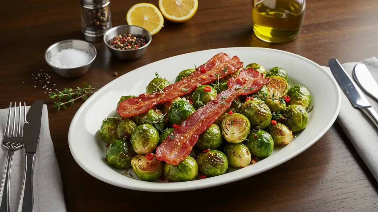 roasted brussels sprouts with bacon featured image