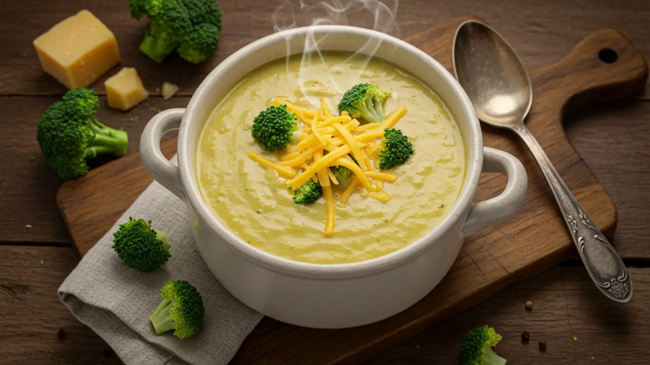 Creamy Broccoli Cheddar Soup in a Bowl