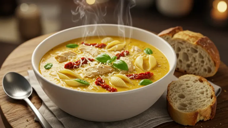 Creamy Marry Me Chicken Soup with chicken, pasta, and parmesan