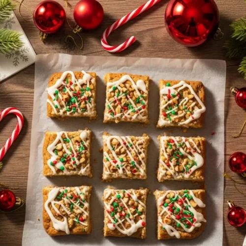 Christmas Cookie Bars on holiday table