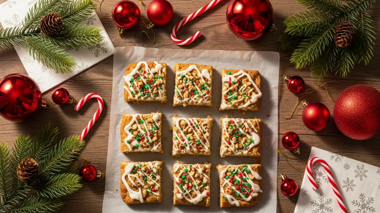 Christmas Cookie Bars on holiday table