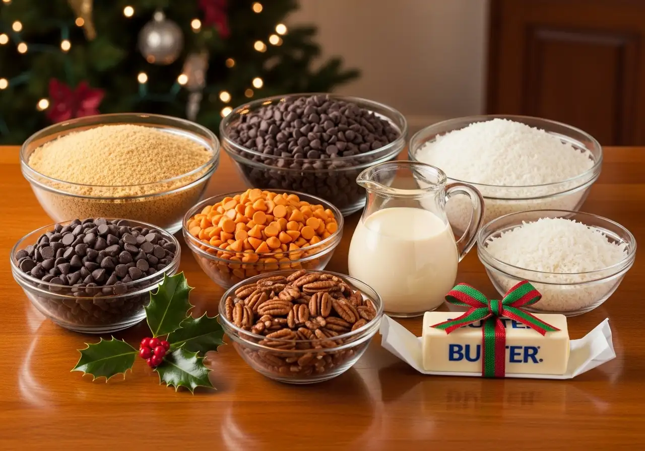 Ingredients for Christmas Cookie Bars