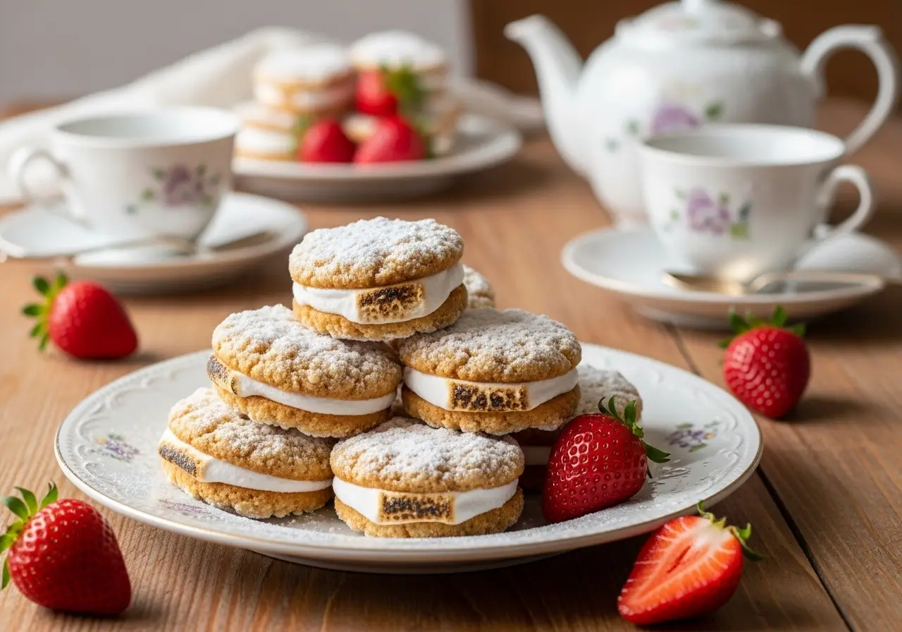 Crumbl Mallow Sandwich Cookies on dessert table