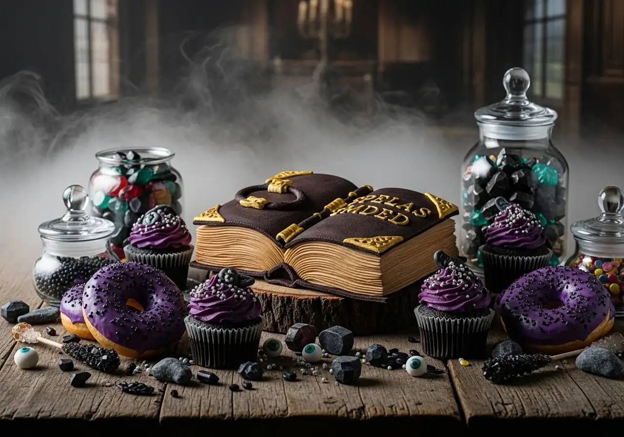 witchy desserts served with Halloween ambiance