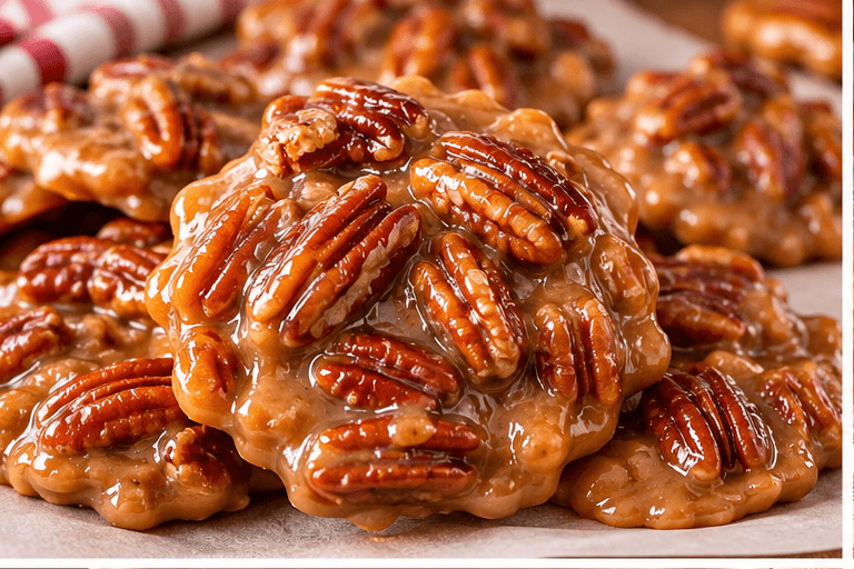 Southern Pecan Pralines with toasted pecans coated in rich, buttery brown sugar caramel